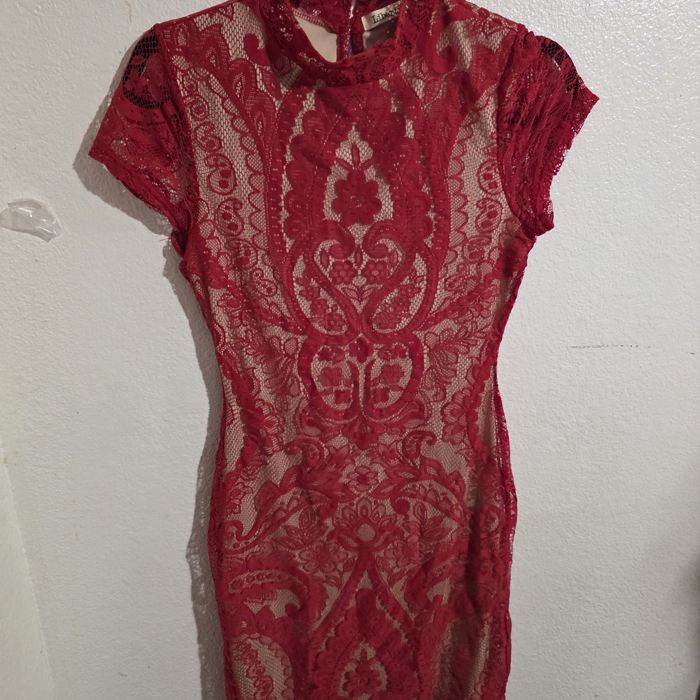 Liberty Scarlet Lace Mini Dress